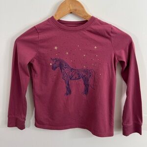 Girls Unicorn Graphic Long Sleeve Shirt Size 7/8 Burgundy Thereabouts Top